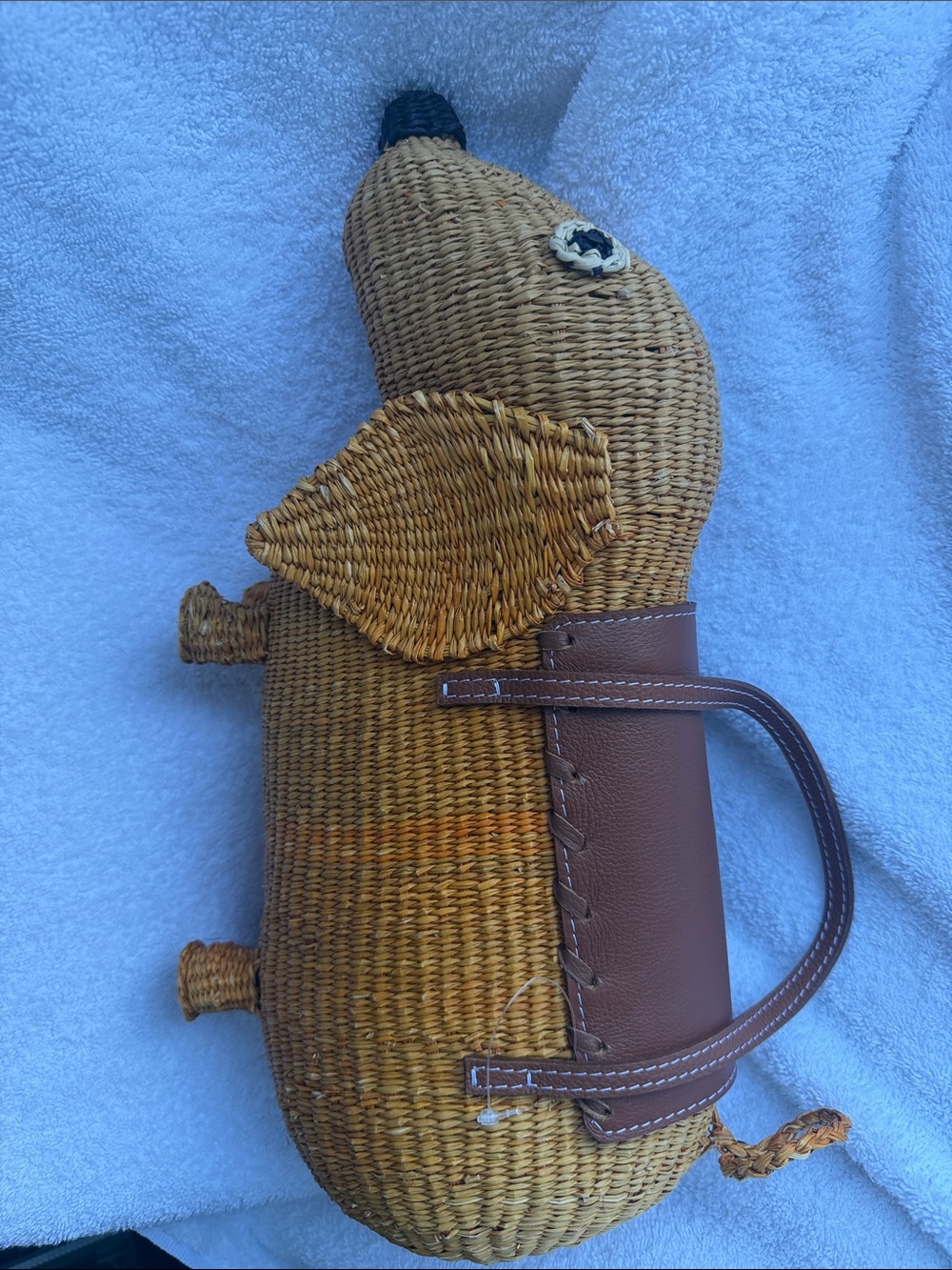 Sensi Studio Straw Dachshund Bag Purse NWOT - Picture 2 of 16